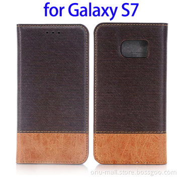 China Market Leather Flip Cover for Samsung Galaxy S7 Phone Case